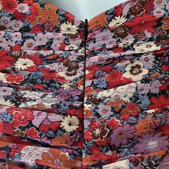 Zara XS Floral Print Puff Sleeve Ruched coquette feminine Mini Dress Blogger Fav - Picture 14 of 15